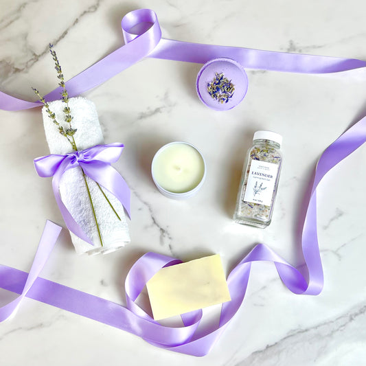 Lavender Spa Gift Set with message candle